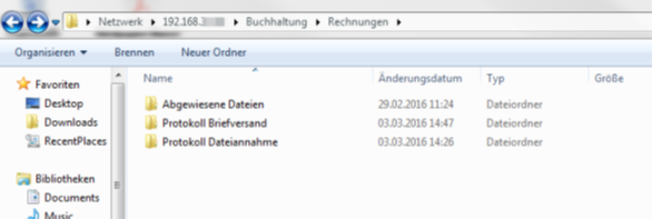 Sammelkorb-Verzeichnis mit dem Windows Explorer