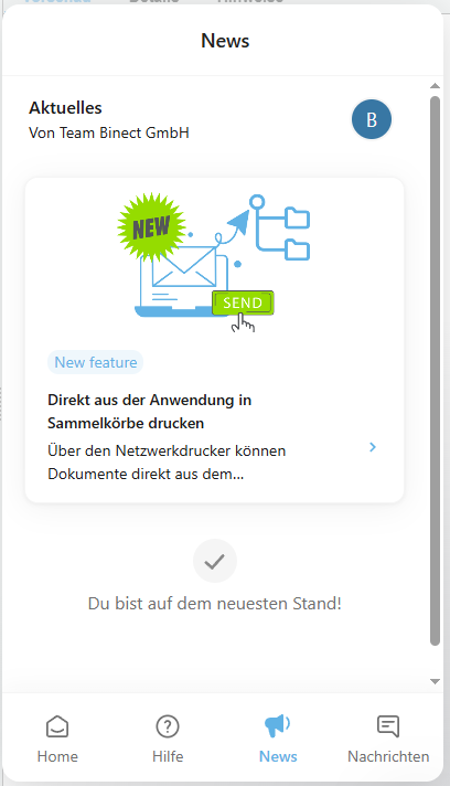 Sofort-Hilfe bei Binect ONE Rubrik News