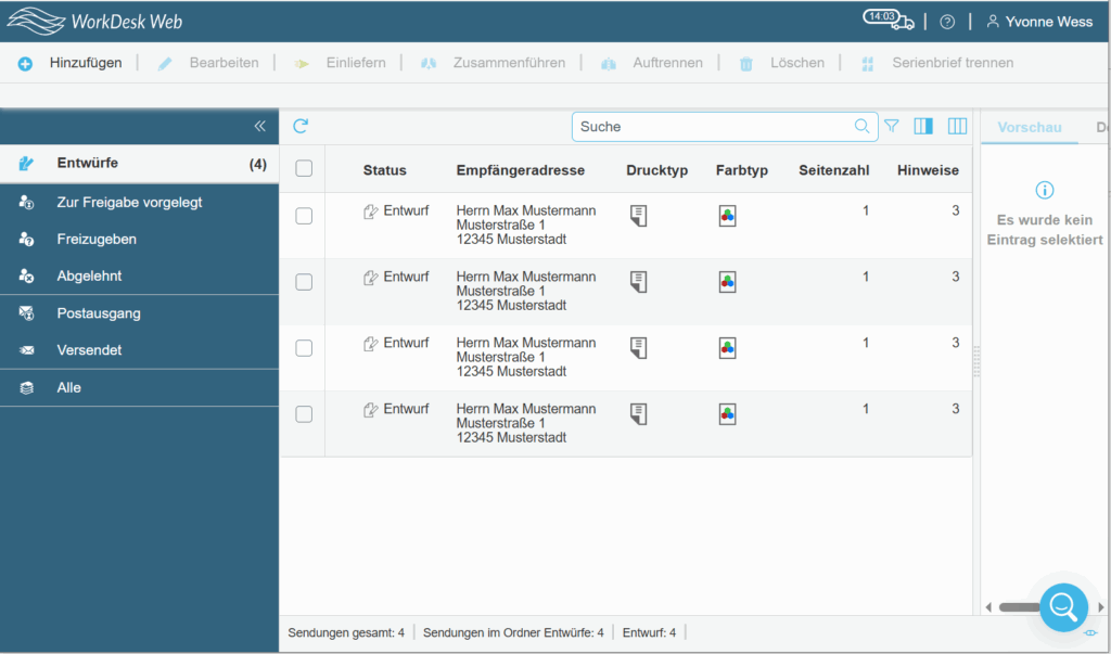 Sofort-Hilfe bei Binect ONE Lupe im WorkDesk Web als Einstieg